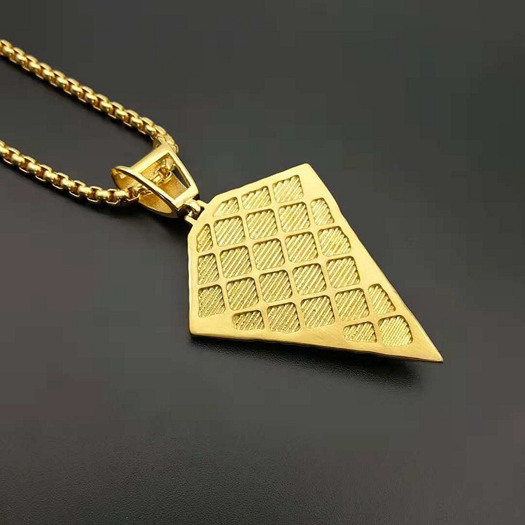 Titanium Steel Material Hip-Hop Solid Color Titanium Steel Inlay Rhinestones Men's Pendant Necklace