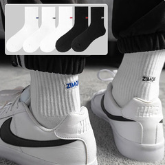 Cross-border wholesale student sports socks letter solid color mid-calf socks spring and autumn men's white basketball stockings embroidered socks