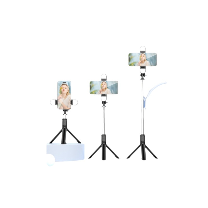 Nuevo palo selfie Bluetooth con luz de relleno, soporte para transmisión en vivo, mini trípode universal multifuncional para teléfono móvil.