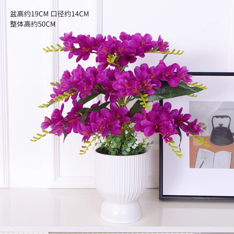 보라색 향기로운 눈 난초 포크 18개 + 흰색 긴 수직 패턴 세면대