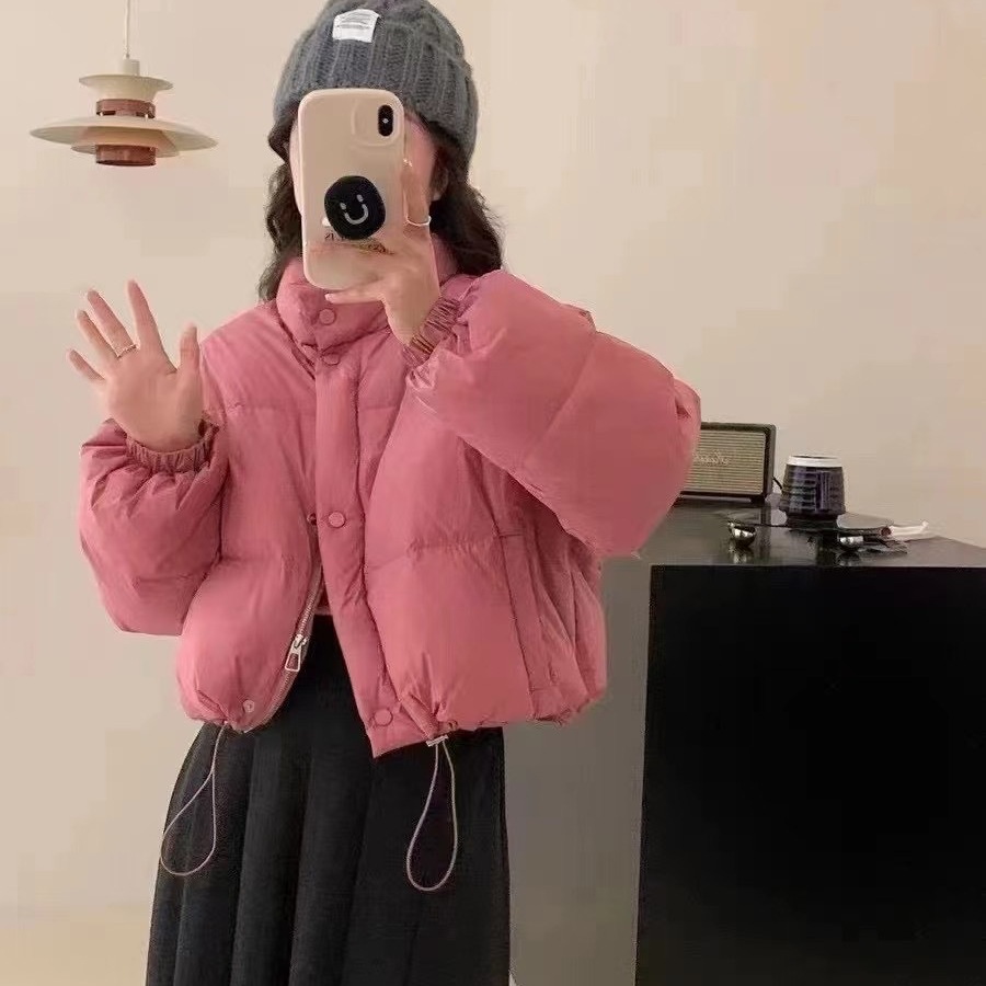 Original Korean Dongdaemun Women's Short Stand Collar White Duck down Jacket for Petite Figures, Autumn and Winter New Thick Coat