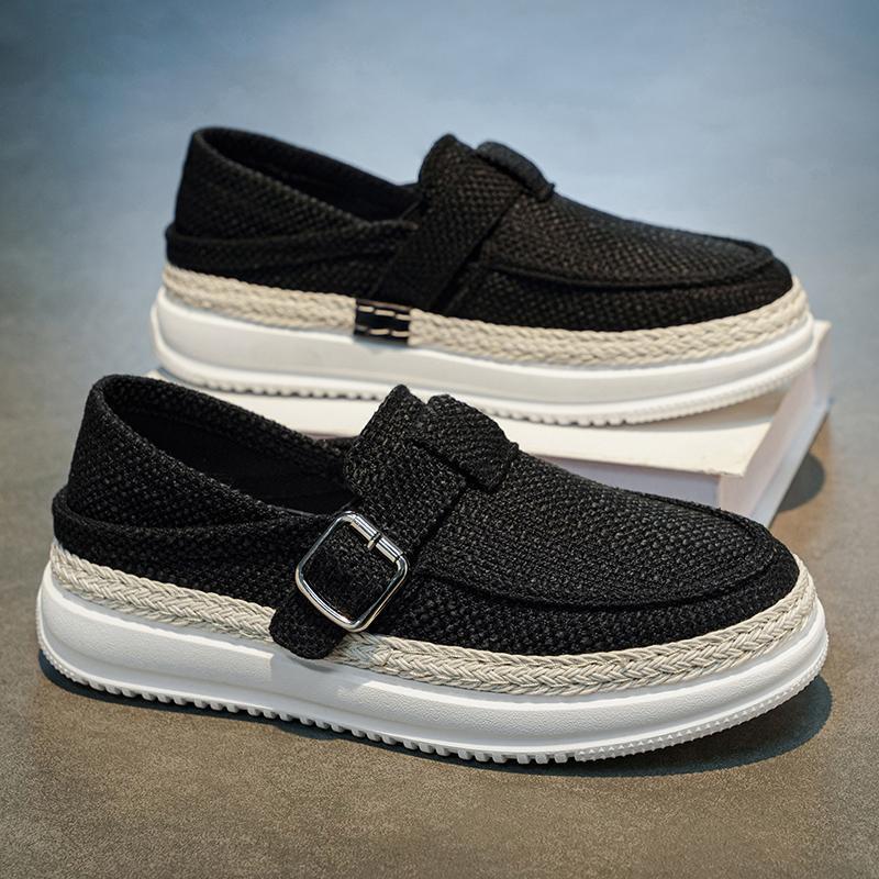 2026 Summer New Foreign Trade Cross-Border Large Size Dual-Wear Woven Sole Casual Espadrilles Niche Slip-On Loafers