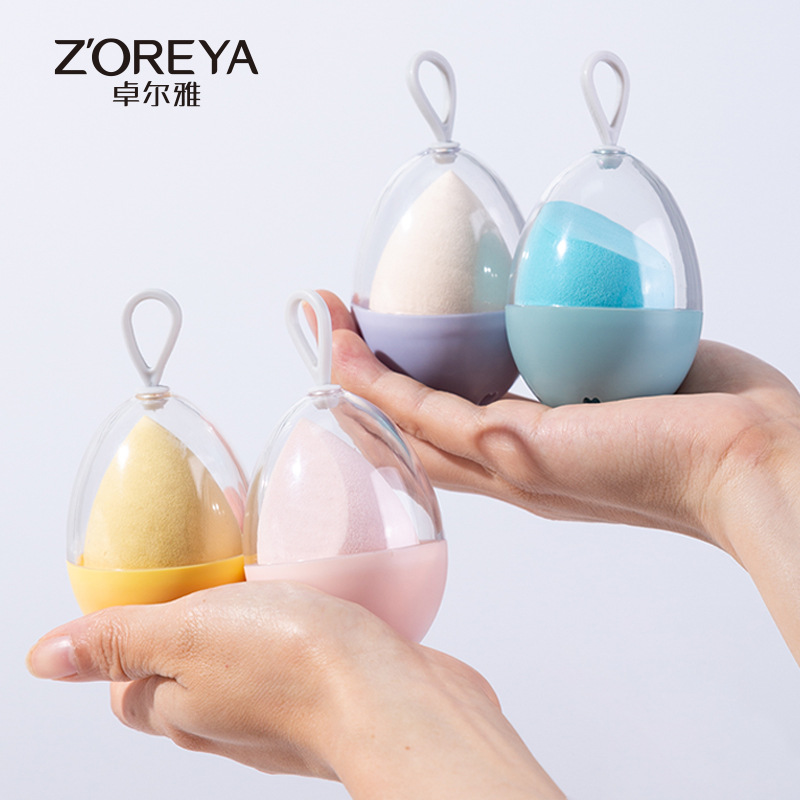 Zhuoerya Factory Makeup Egg Wholesale Juego de huevos de maquillaje de doble uso seco y húmedo Caja de almacenamiento de huevos de esponja