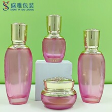 新款现货 花迪秀套装瓶 七彩按压精华分装瓶护肤品玻璃瓶膏霜瓶