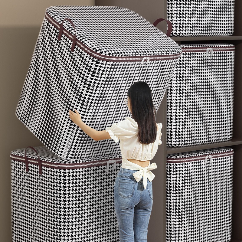 Houndstooth Pattern Moving Bag, Non-Woven Fabric Storage Bag, Clothing and Quilt Organizer, Large Capacity, Dustproof, Moisture-Proof, Portable Houndstooth Pattern Moving Bag, Non-Woven Fabric Storage Bag, Clothing and Quilt Organizer, Large Capacity, Dustproof, Moisture-Proof, Portable