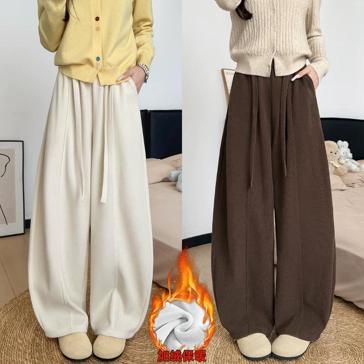 雪尼尔弯刀裤女春秋2025新款美式高腰宽松小个子阔腿休闲慵懒卫裤