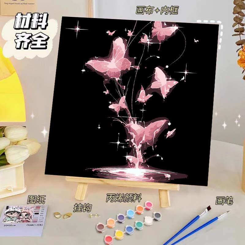 バラのデジタル油絵diy子供の塗り絵の高級感手作りの風景の花の対外貿易の露店の商品|undefined