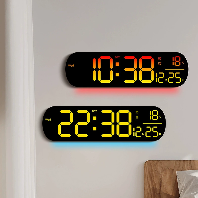 Креативные RGB часы изменяющие цвет настенные многофункциональные LED с большим экраном цифровые электронные часы для гостиной 6651R