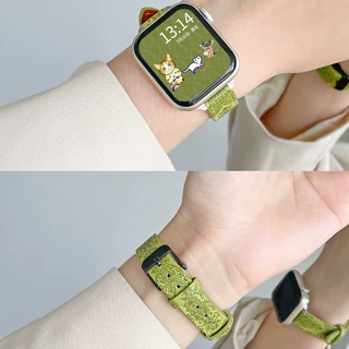 适用苹果手表s9/s10皮表带iwatch8/7/6/5/se高级女款小众高级批发
