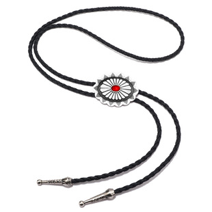 Temu Cross Border Celtic Pattern Hip Hop Style Long Woolen Chain Blue Turquoise Bolo Tie Ties Trendy Men's Jewelry