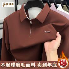 男士长袖t恤 2025秋季新款翻领休闲上衣男装打底polo衫中年爸爸装