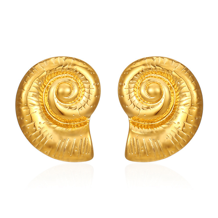 Boucles d'oreilles en forme de conque irrégulière en acier inoxydable et titane, style INS, style français, boucles d'oreilles en forme de feu d'artifice, boucles d'oreilles_voghion.com