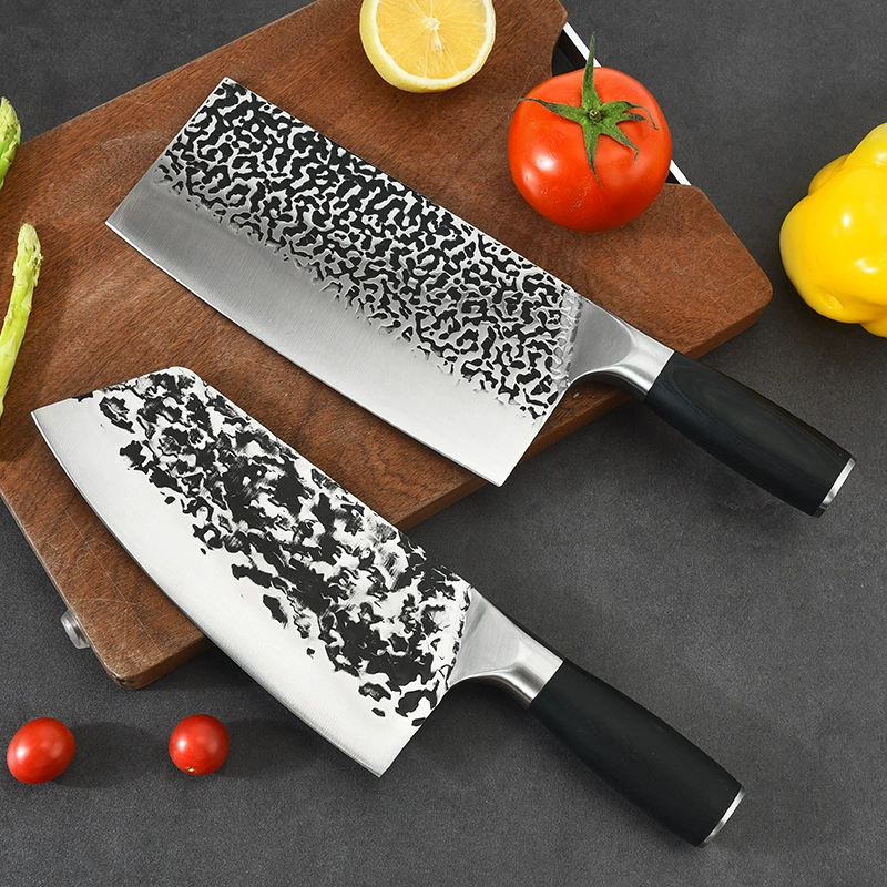 Фабрика прямой цветок черный цвет деревянная ручка ковочный разделочный нож из нержавеющей стали кухонный нож бытовой разделочный нож