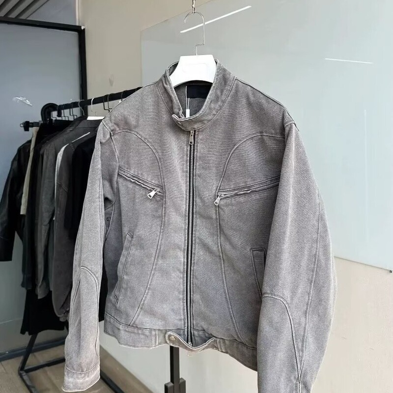 美式复古拉链工装外套男士潮流夹克春秋新款飞行员棒球服潮牌上衣|undefined