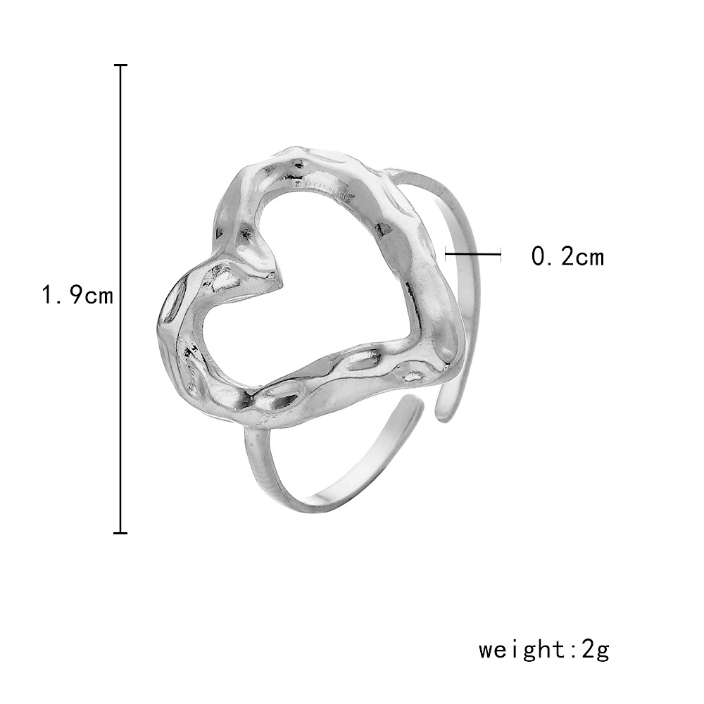 6g Weight Open Ring Classification Adjustable Ring Size 1 Piece Quantity Daily Occasion Stainless Steel Material Star, Heart Shape Pattern Women'S Gender Plating Design Simple Style Style Simple Style Star Heart Shape Stainless Steel Plating Open Ring 1 Piece 19