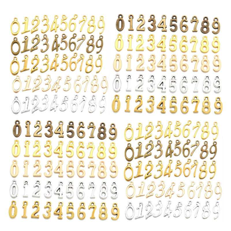 DIY accessories 0-9 digital 10/set of vintage alloy bracelet pendant pendant small pendant S110