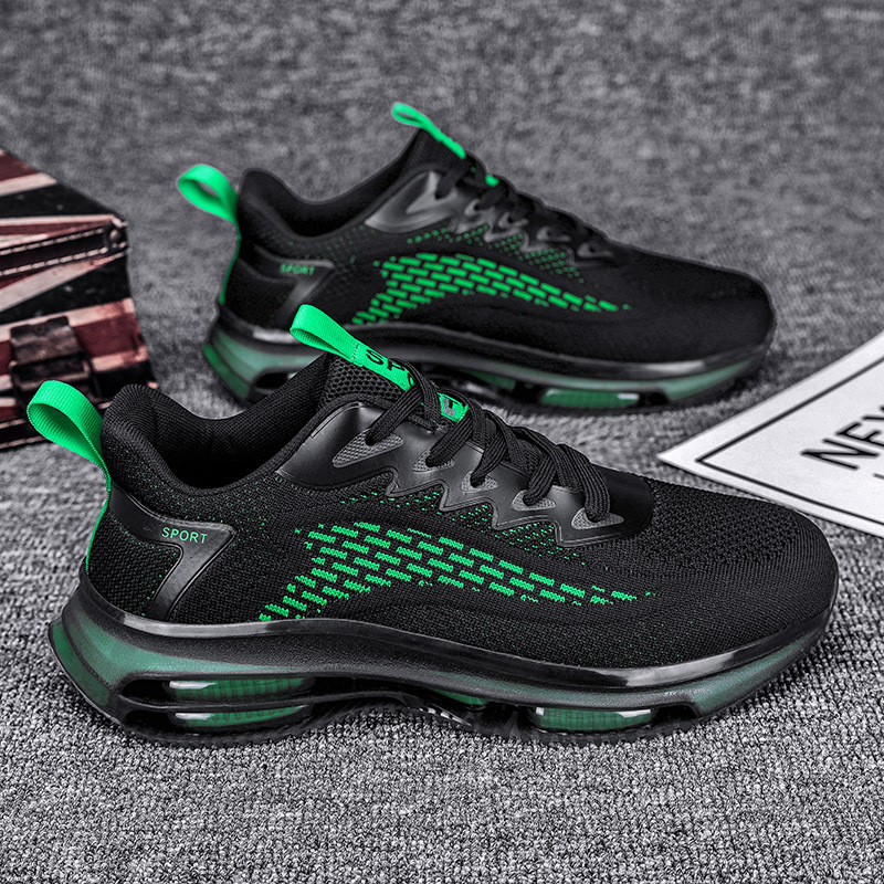 Cojín de aire doble zapatos de hombre a juego otoño nuevos deportes zapatos de correr casuales volando malla tejida superficie transpirable amortiguador papá zapatos de moda