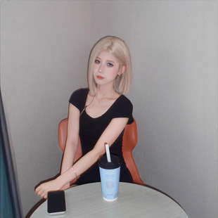 Xuchang Wig Powder Blonde Women's Small Lace Short Hair Summer Wig with Full Hair Universal Full Head Cover