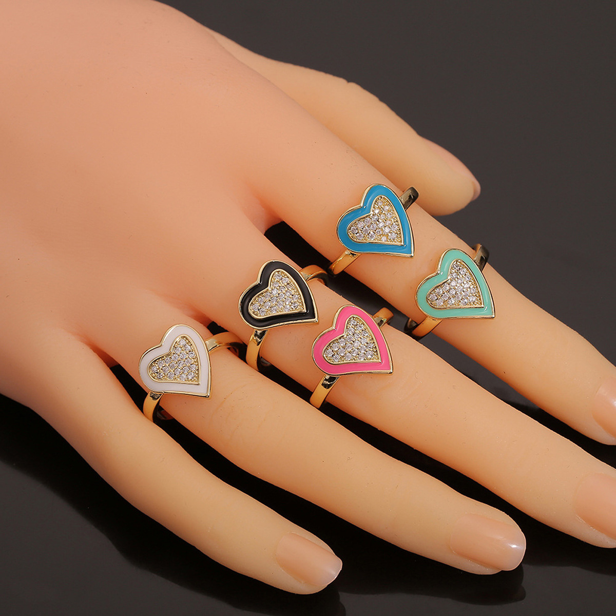 Fashionable design adjustable cute ring heart-shaped