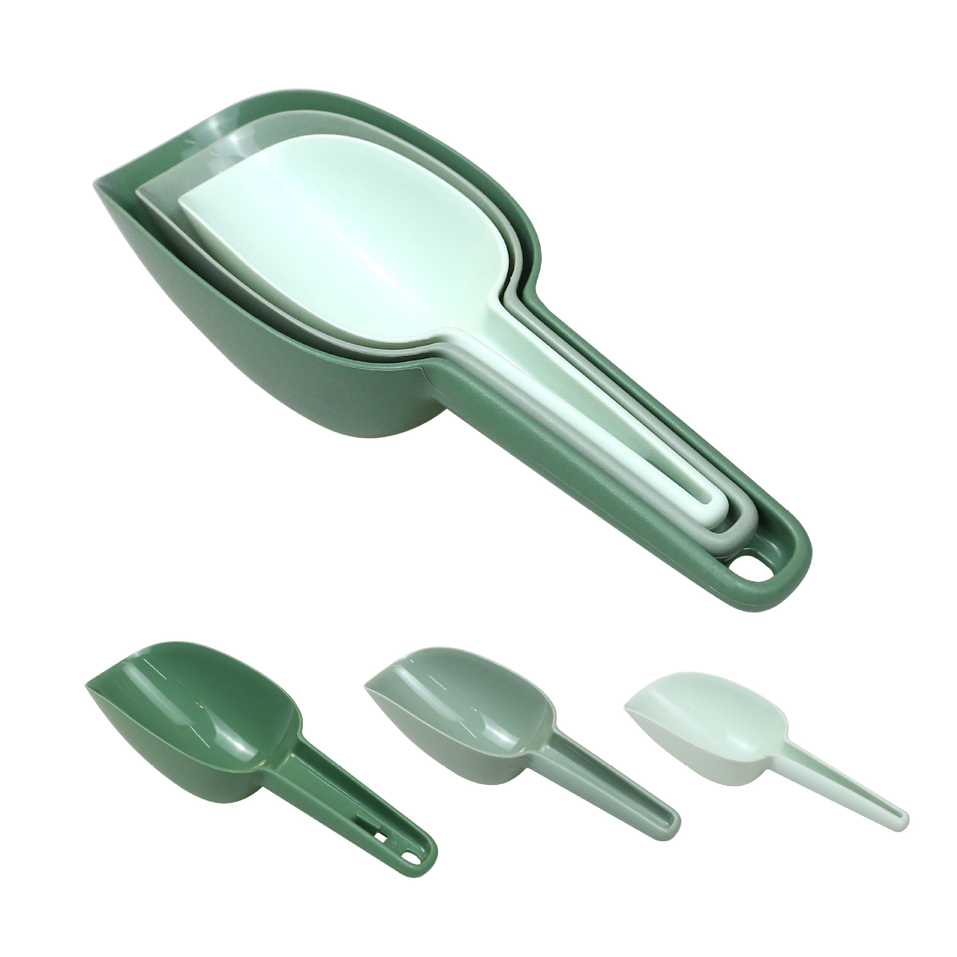 Palas de alimentos engrosadas palas de hielo de plástico palas de harina de colores domésticas palas de alimentos palas de comida transfronterizas cucharas de comida para gatos y palas de comida para perros