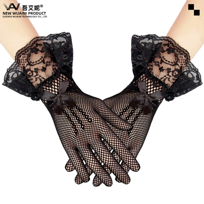 Европейские и американские свадебные перчатки, короткие, вязаные, с сетчатым кружевом, в стиле Лолита, аниме, прозрачные, сексуальные, для свадебного платья