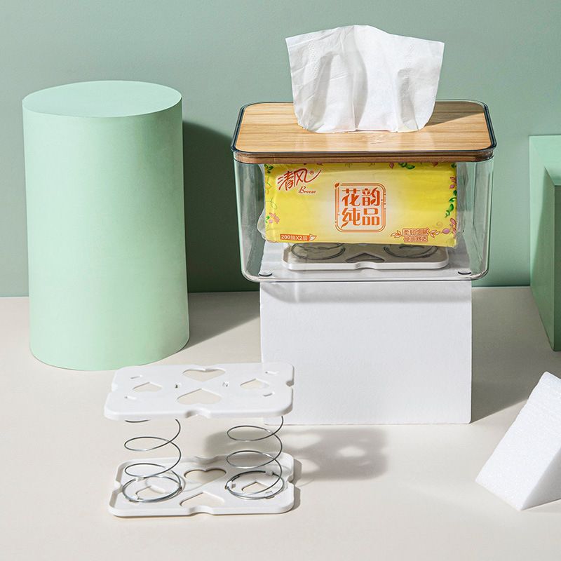 Soporte de resorte para dispensador de papel higiénico, almohadilla de resorte para caja de pañuelos, almacenamiento de papel extraíble, un tirón, un desprendimiento.