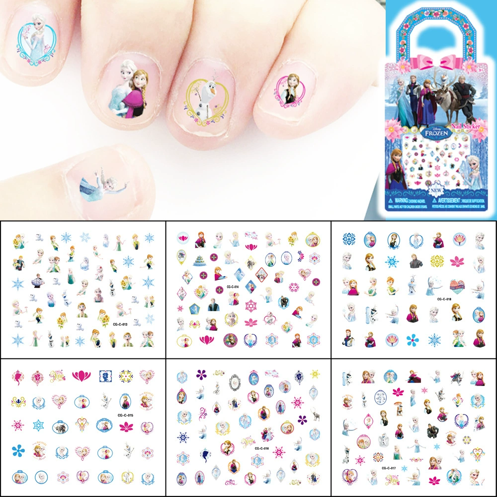 Трансграничные наклейки для ногтей для детей мультфильм Frozen Aisa Anna Ногти Наклейки набор из 6 водонепроницаемых ногтей