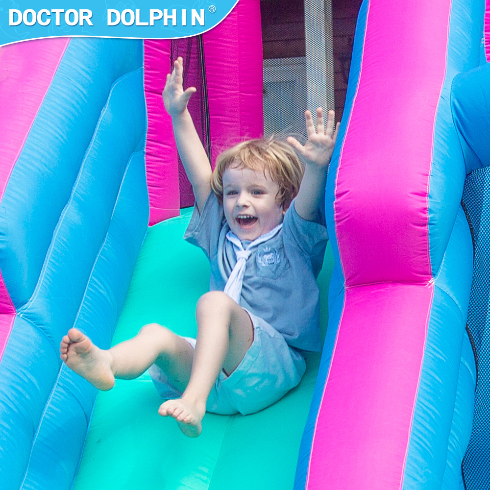 Doctor Dolphin | Castillo de llenado de castillo pequeño hogar inflable para niños Castillo Flamingo saltando cama Castillo