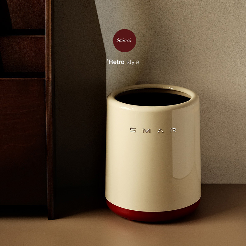 Trash Bin Household Living Room Kitchen Bathroom Bedroom Office Light Luxury Cream Paper Basket Toilet Study Storage Bucket