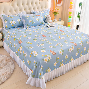 Time-limited Clear Bed Sheet Single-piece Bed Skirt Single Double Bed Lace Princess Single-layer Bed Cover Three-piece Pillowcase Summer