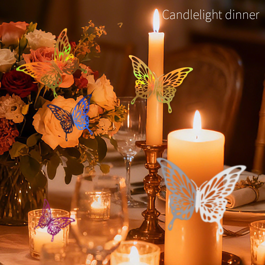 Nuevo hueco mariposa autoadhesivo pared fiestas de boda decoración de flores simples de alto nivel pegatinas creativas