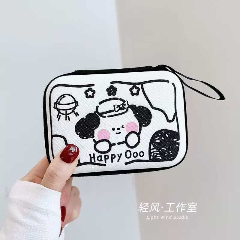 Празз Cartoon rectangular headphones, organizer bag, wallet, charger, storage box