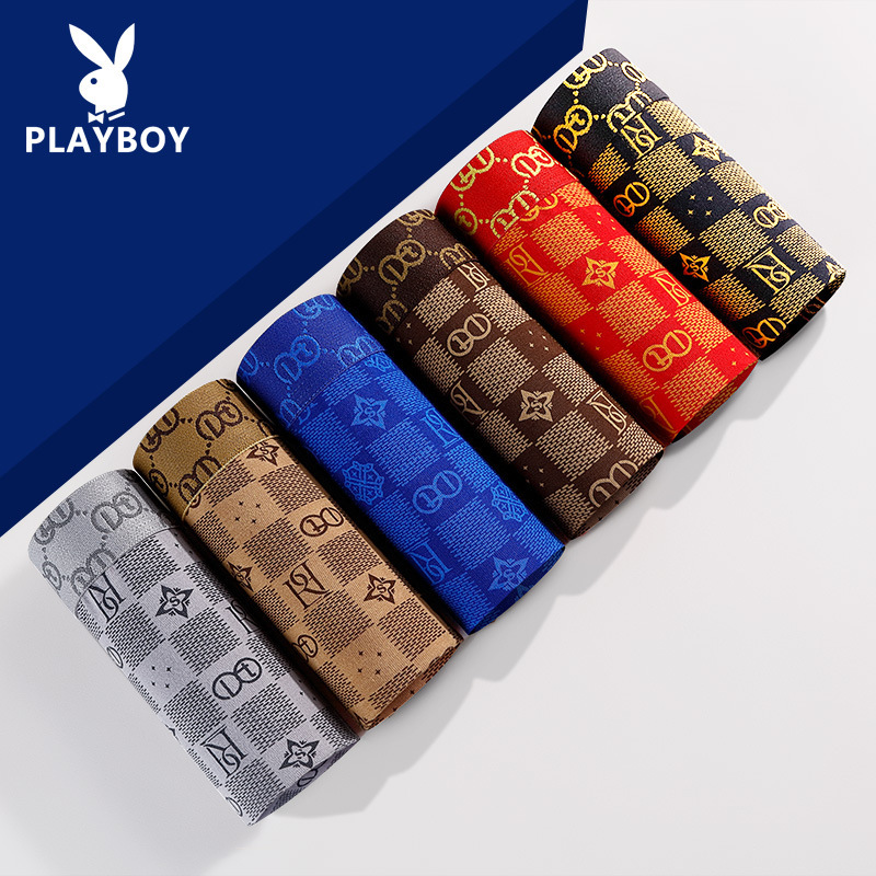 Playboy Vip Men's Underwear Cotton Antibacterial Inseam Printed Boys' Boxer Shorts Antibacterial Quick-Drying
