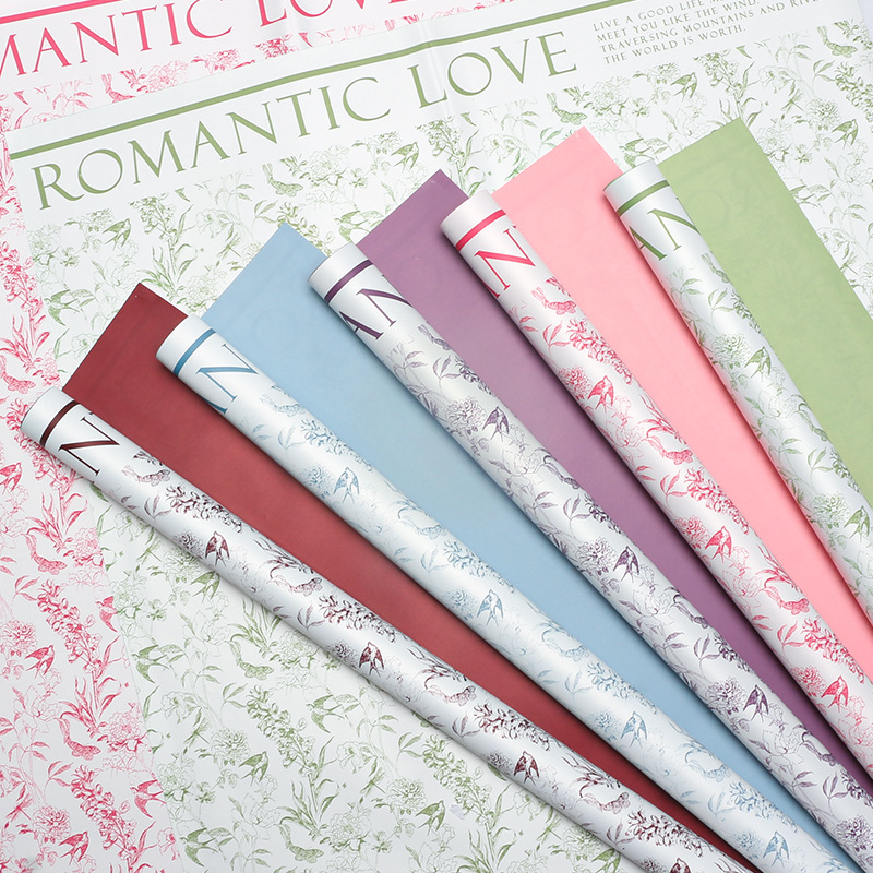 Huaxi verde tiempo floral papel de embalaje floral red película impermeable florista ramo de flores regalos papel de embalaje floral