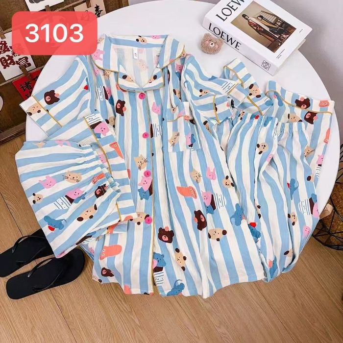 Comercio exterior nube transfronteriza algodón de tres piezas pantalones cortos de manga corta pantalones pijamas de verano ropa a domicilio rebeca de dibujos animados solapa