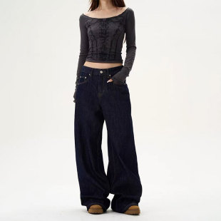 American Style Retro Loose Wide Leg Jeans Men and Women's Niche Design Sense Lazy Original Cow Straight Pants Couple Trendy