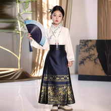 中国风女童马面裙套装2025春儿童生日高端国潮半身裙古装汉服长袖