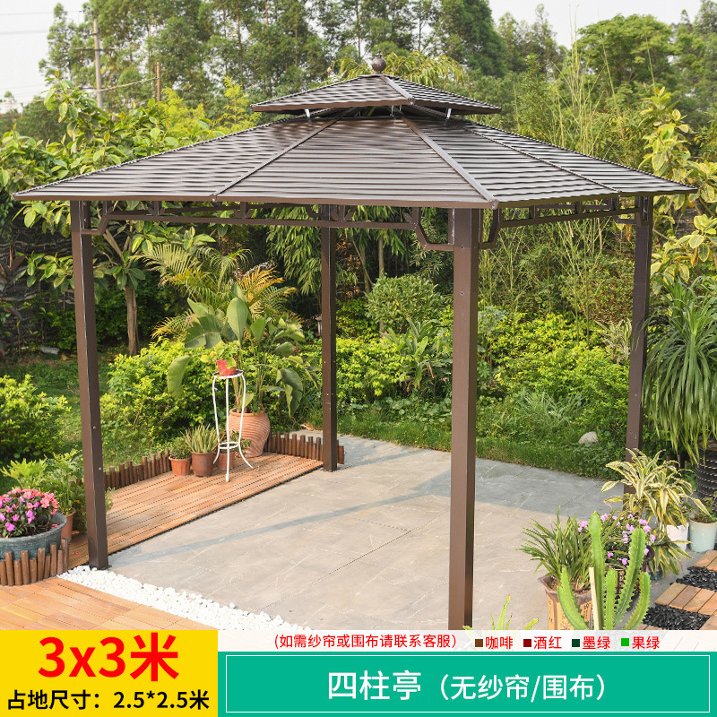 Pabellón al aire libre techo galvanizado pabellón tienda de campaña villa patio jardín terraza punto escénico ocio sombrilla gran cobertizo