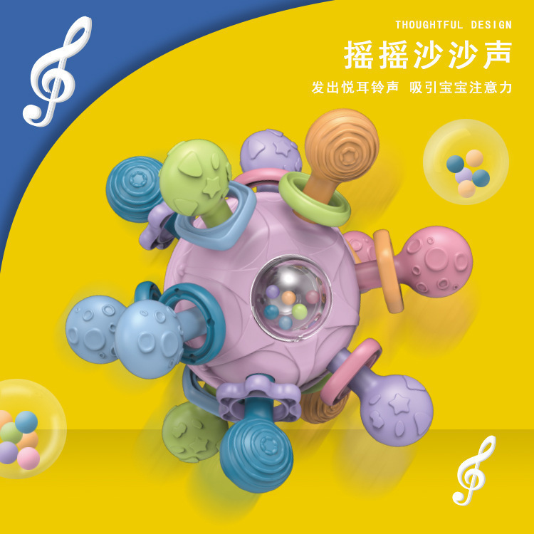 Cross-Border Manhattan Hand Ball Baby Silicone Chewable Teether Molar Stick Baby Toy 0 to 1 Years Old 3 to 6 Months