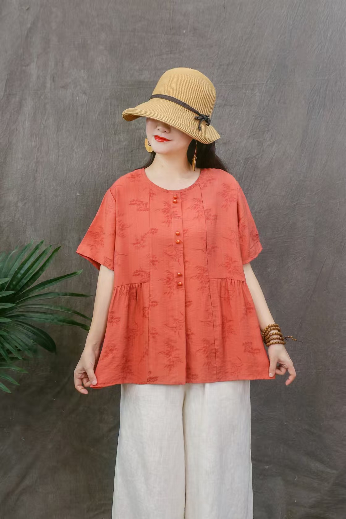 Cross-border nueva camiseta de mujer china impresa camiseta de mujer de manga corta camiseta base de verano overhead cuello redondo artístico ocio image 12