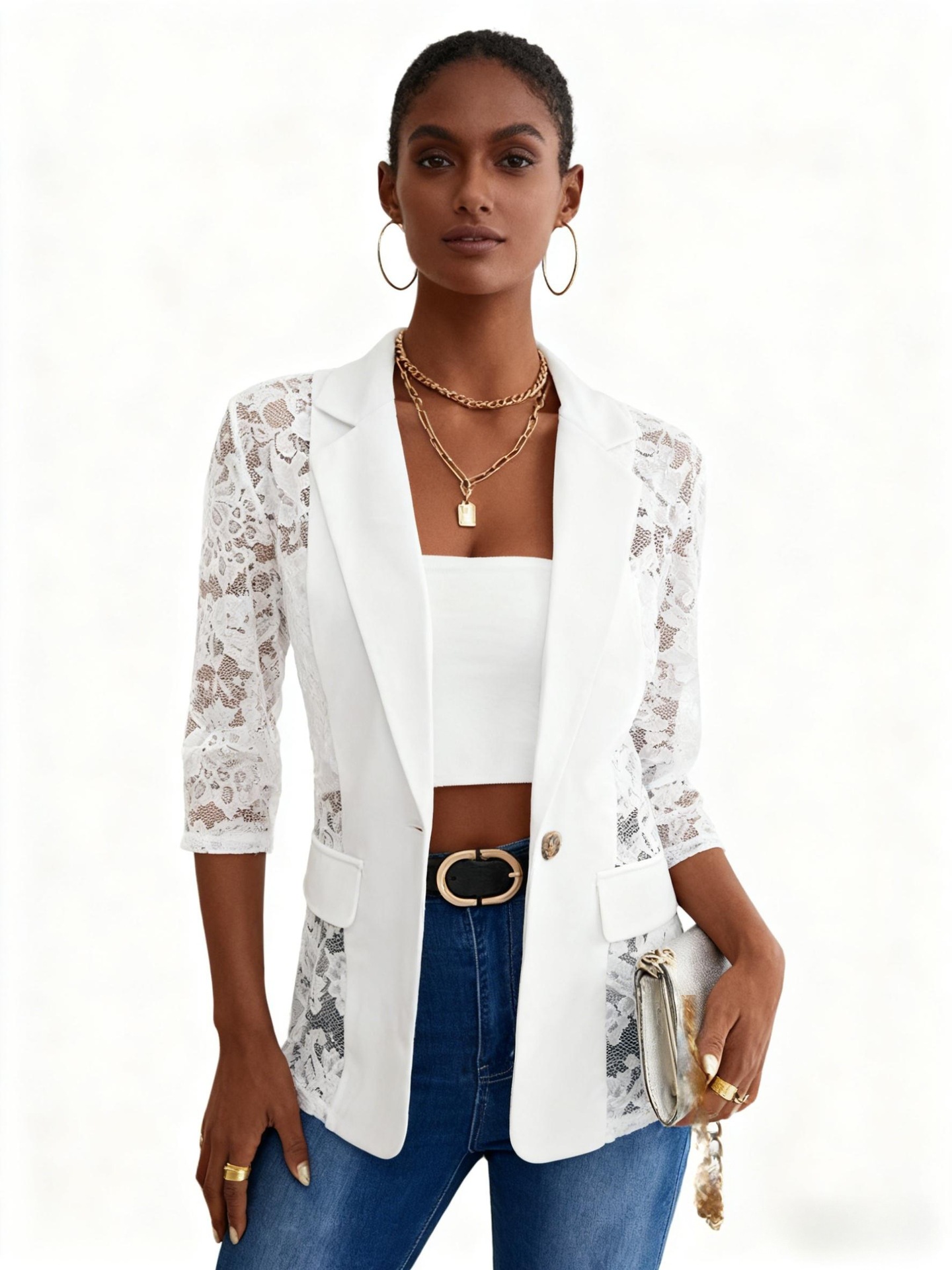 Lace shiffon elegant suit