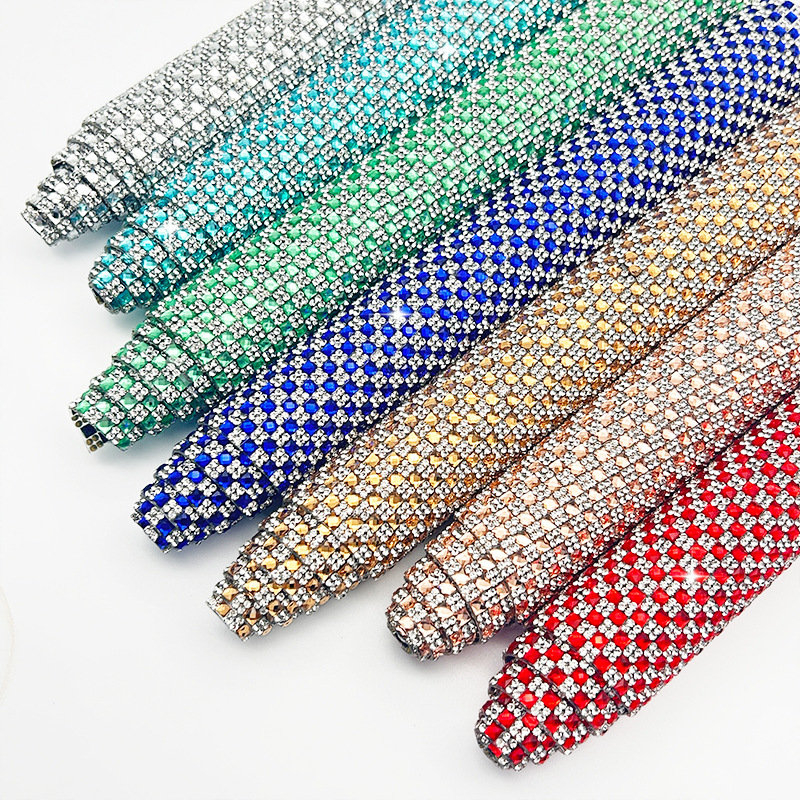 Parche de diamantes de imitación de vidrio de color brillante intermitente, adhesivo de malla de fondo, pegatina de diamantes en caliente, pegatina de diamantes decorativa de bricolaje, accesorios de ropa, pegatina de diamantes