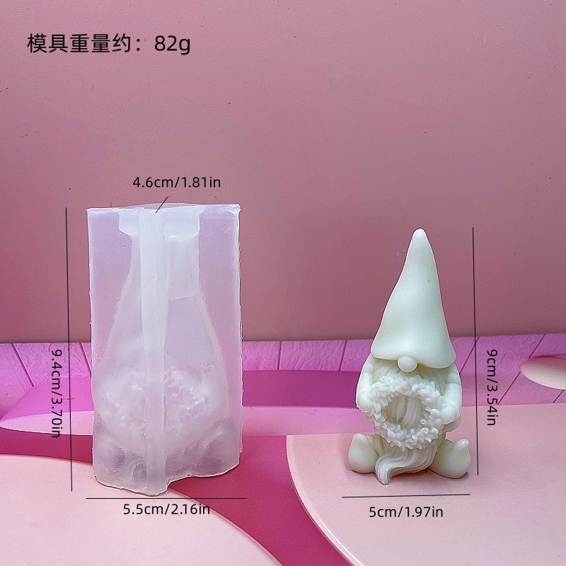 跨境圣诞节小矮人香薰蜡烛硅胶模具 DIY拿树小矮人蜡烛圣诞摆件模|undefined