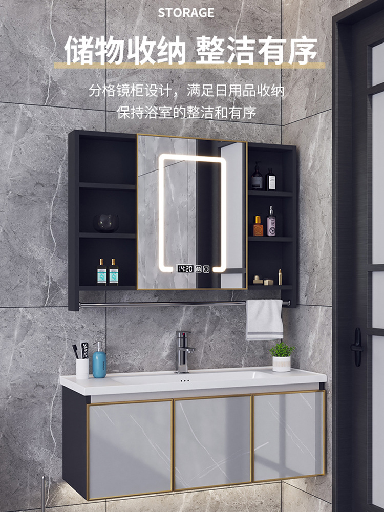 Pequeño apartamento ultra estrecho gabinete de baño mesa de lavado de aluminio espacio 40 lado ancho lavabo baño traje estrecho largo lavabo