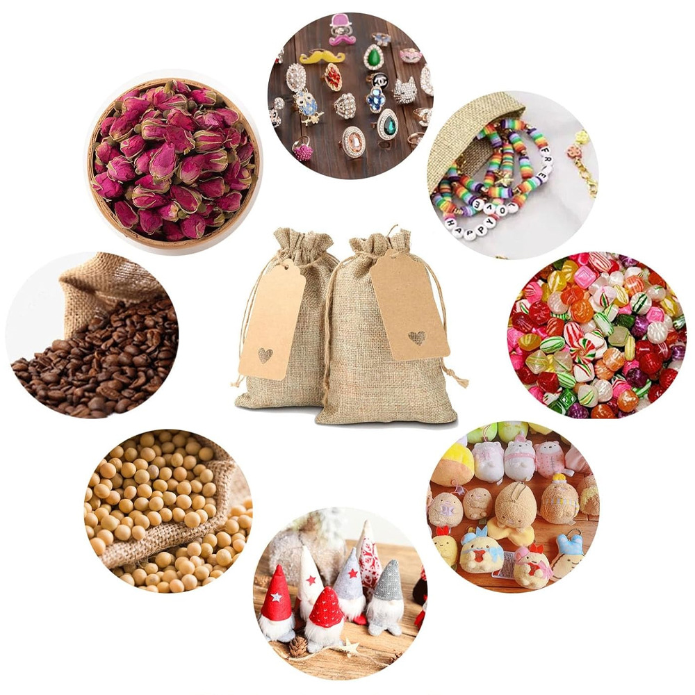 Cuerda de cáñamo transfronteriza, bolsillo con cordón de lino, bolsa de Wenwan, juego de bolsa de regalo de joyería, stock al por mayor