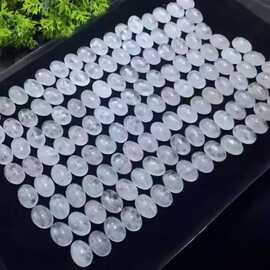 天然白兔毛水晶蛋型椭圆形戒面拉丝起荧光洁白无瑕13*18mm批发