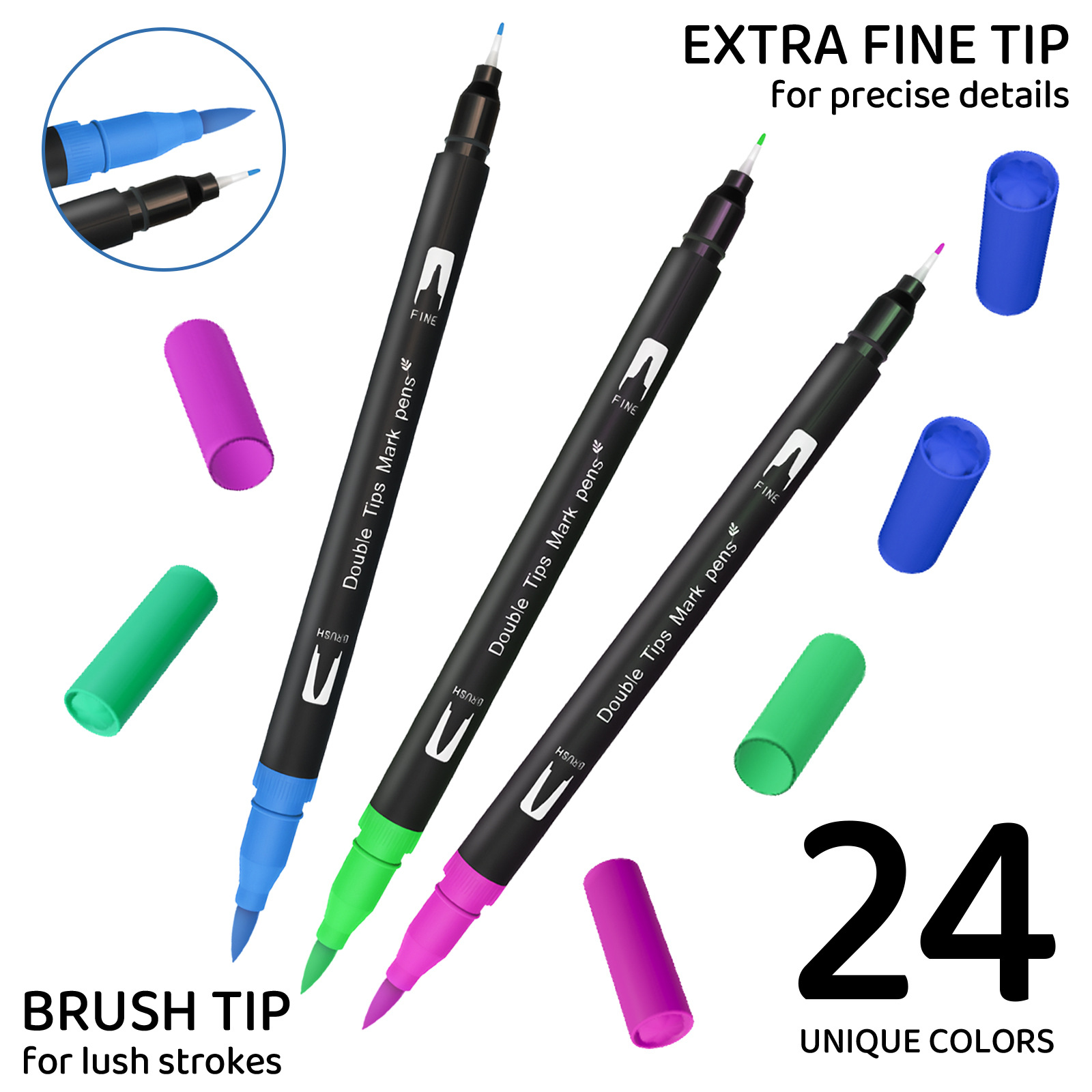 Professionelles Pinselsset waschbar Doppelkopf-Aquarellstifte