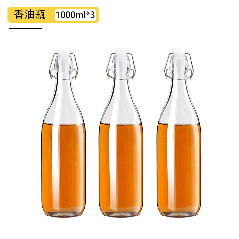 Botella sellada de vidrio de grado alimenticio, hebilla, tapa, aceite de sésamo, botella vacía, olla de aceite de cocina de gran capacidad, botella de bebida condimentada