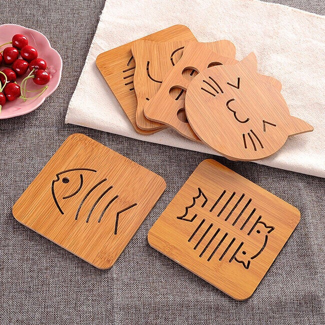 Wooden Placemats, Heat-Insulating Mats, Creative Dining Table Mats, Plate Mats, Household Anti-Scalding Mats, Pot Mats, Casserole Mats, Bowl Mats, Cup Mats