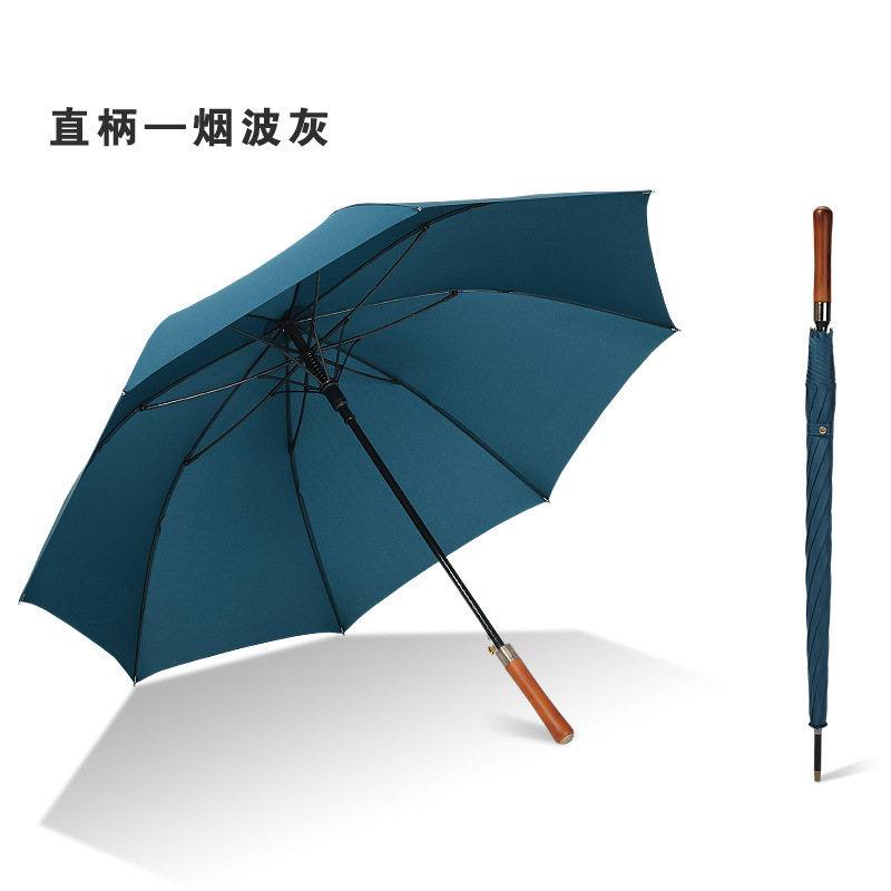 ゴルフレトロ無垢材ハンドルストレート骨傘大型ダブルゴルフ晴雨兼用広告傘ロゴ印刷可能|undefined